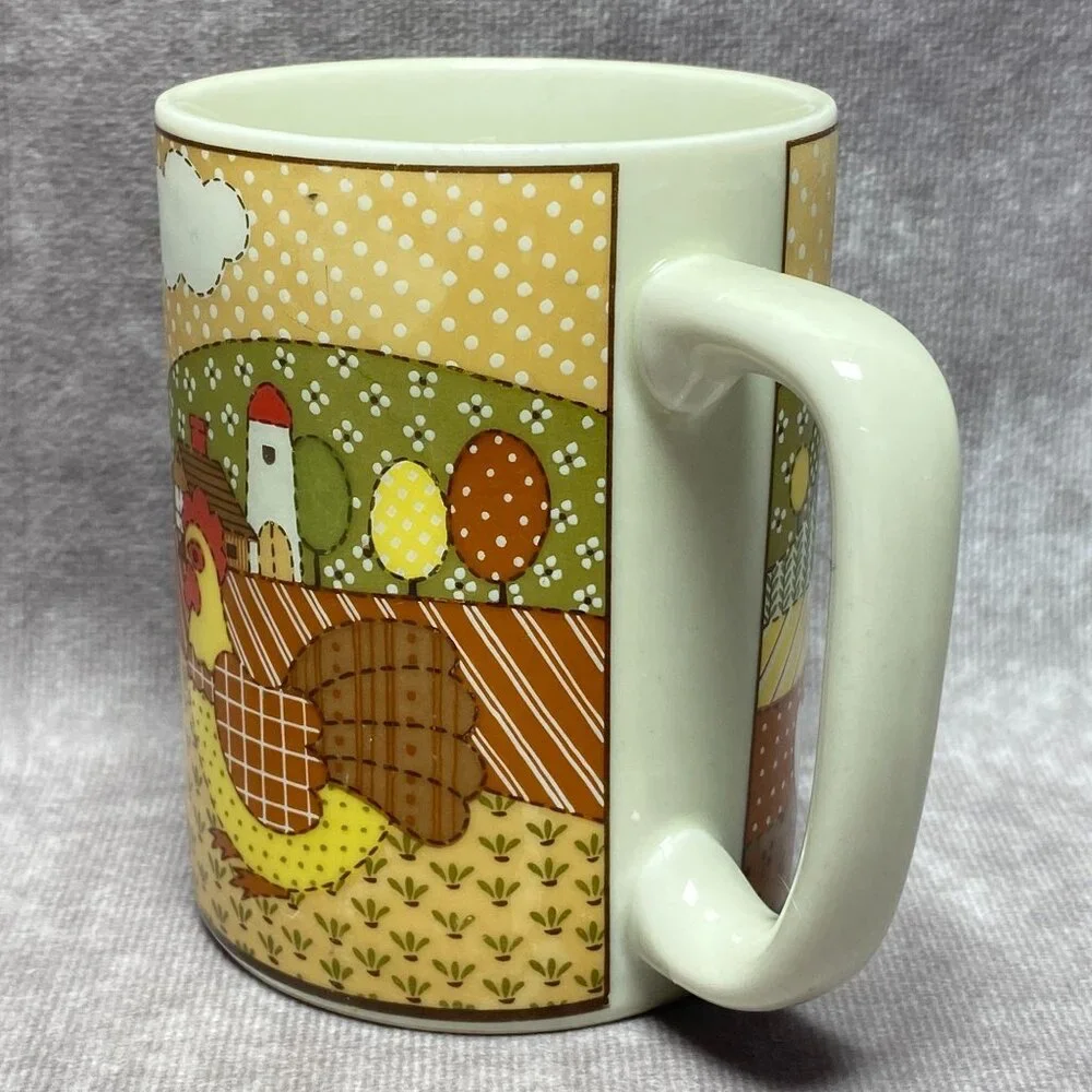 Vintage Otagiri Farmhouse Mug Colorful Chicken Cow and Goose Design 10 oz Retro - Picture 6 of 10